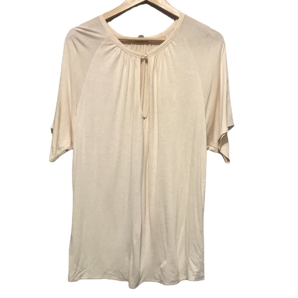 Aritzia Wilfred peach oversized keyhole front short sleeve shirt S
